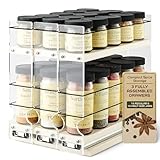 Vertical Spice Cabinet Mounted Spice Rack Organizer - 3 Drawers,15 Reg. & 30 Half Sized Spice Jars - Pantry Organizers & Storage - Pullout Shelf for Kitchen Cupboard (6.9''W x 9.25''H x 10.6