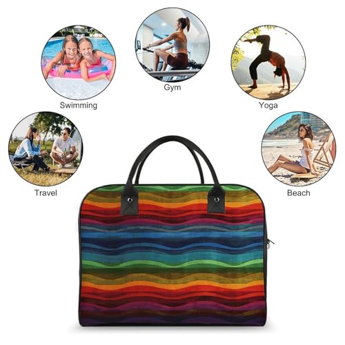 Bolso tote arcoíris con cierre y correa ajustable miniatura 4