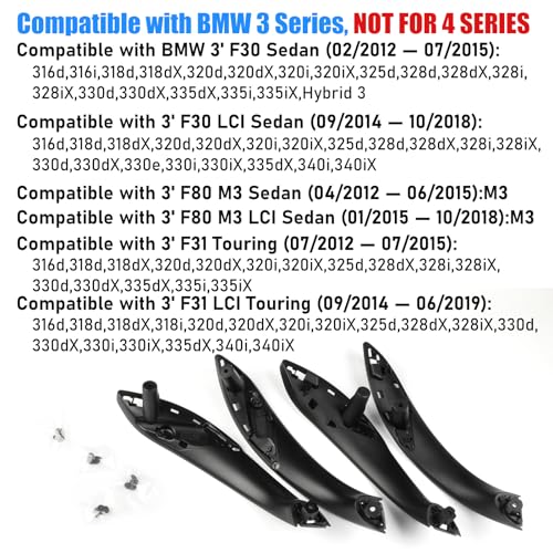 Image of Jaronx Compatible with BMW Door Handles Replacement for 320i,325i,328i,330i,335i,340i F30 /F31 /F80 M3, 4PCS Driver Side and Passenger Side Interior Door Pull Handle Replacement(NOT for 4 Series) | 320i,325i,328i,330i,335i,340i 4PCS Driver Side and Passenger Side Interior Door Pull Handle Replacement(NOT for 4 Series)