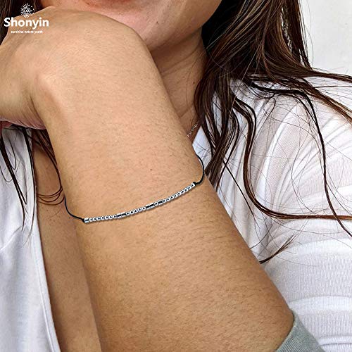 Shonyin Morse Code Bracelets for Women Men, String Bracelets, Inspirational Bracelets for Best Friend Unbiological Sister Daughter Niece Adjustable Bracelets4