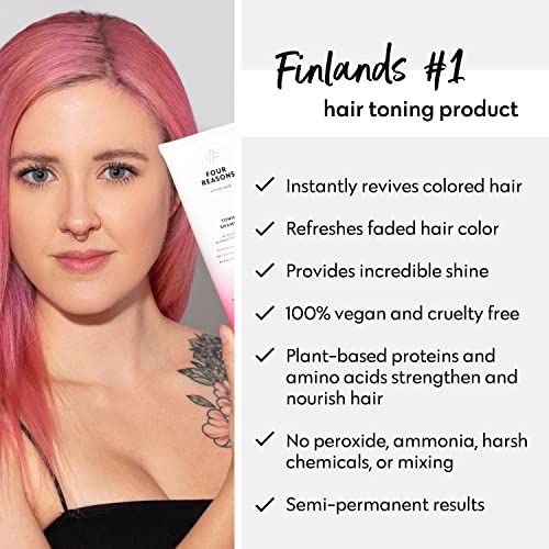 Image of FOUR REASONS Color Mask, Rose Pink (27 Colors) - Hair Gloss & Color Depositing Conditioner - Semi Permanent Hair Toner for Color-Treated Hair Color For Women - Vegan & Cruelty-Free - 6.76 fl oz