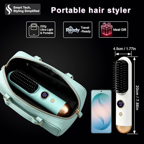 Cepillo alisador inalámbrico portátil para cabello miniatura 7