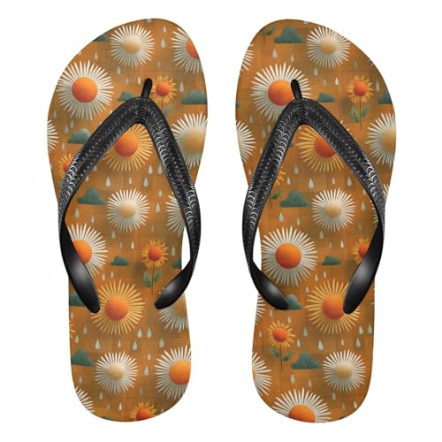 Flip Flop Sandals Cartoon Flowers Print for Women Men Beach Outdoor XS