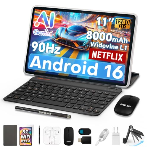 TECLAST P50T Tablet 11" con 10 Accesorios Android16, 90Hz 128GB+5TB 8000mAh