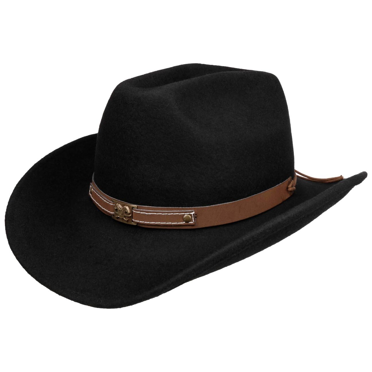 CAPPELLISHOP Horses Cappello da Cowboy unicolore con Fascia in Similpelle Prodotto in Italia Uomo Autunno Inverno
