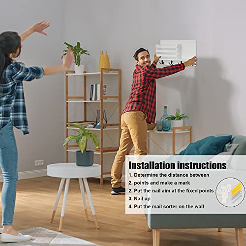 JIIKOOAI Holz Wandorganizer mit Haken – Multifunktionaler Schlüsselhalter für Briefe, Zeitschriften & Prospekte | Stylischer Wandregal mit Zeitungsständer