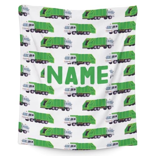 Mercuryelf Custom Garbage Truck Blanket Gift - 30x40 Inches Modern Throw Blankets for Kids - White Soft, Fuzzy & Warm Throws for Lap, Crib