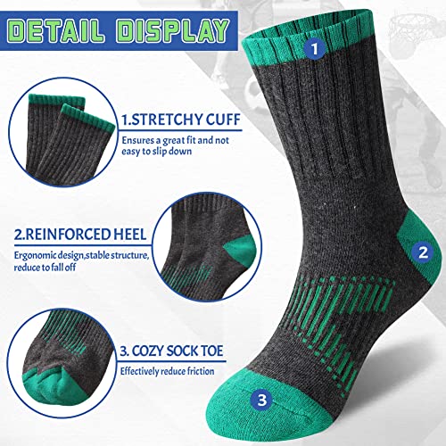 Image of SeeyAN Kids Socks Boys Crew Athletic Half Cushioned Cotton Sport Running Breathable Socks 6 Pairs