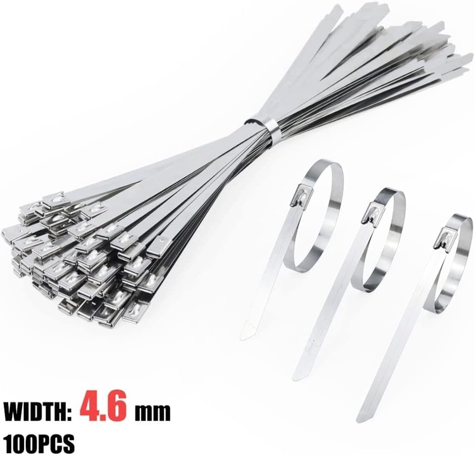 Bridas metálicas de Acero Inoxidable, Bridas for Cables autoblocantes de Acero Inoxidable 304, 4,6 mm x (100-550), Paquete 100(4.6mm x 500mm)