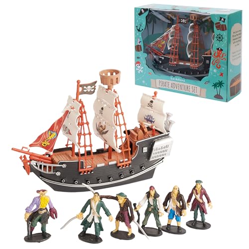THE TWIDDLERS Barco Pirata con Figuras - Regalo Ideal para Niños