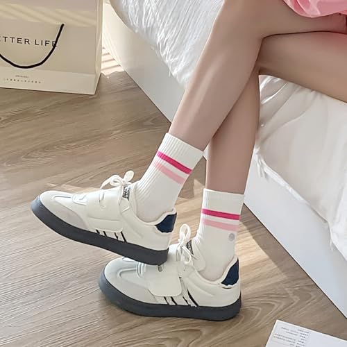 Image of Women's Cute Crew Socks, Casual Athletic Cotton Bowknot Cherry Calf Novelty Socks for Women