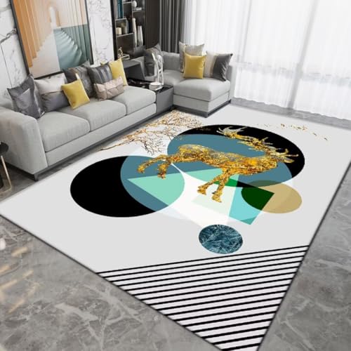 RUGMRZ Dormitorios Alfombras Geometría Abstracta Lavable Antideslizante Sala De Estar del Dormitorio Moda Decoracion Multicolor Habitacion Matrimonio Alfombra Felpudo Interior Casa 100X160CM