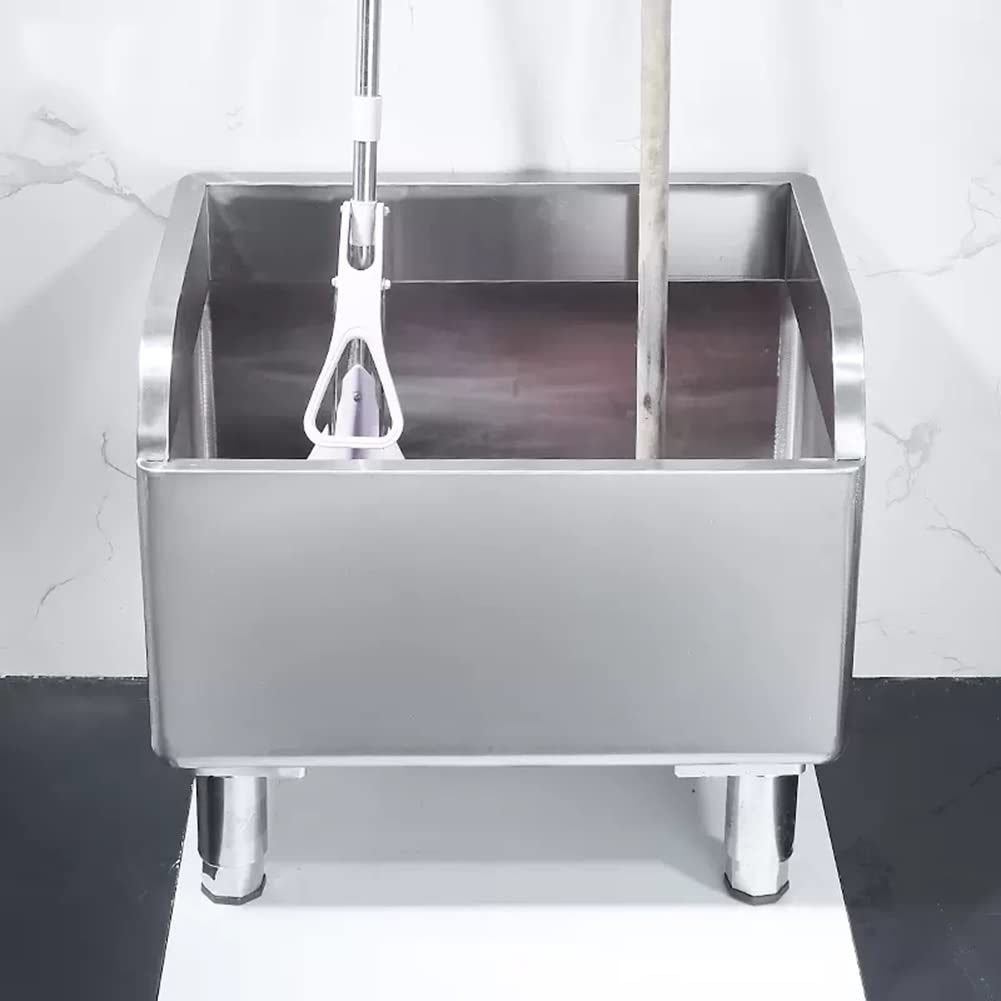 ASerZenith Commercial Floor Mop Sink - With Sink Drainage/Strainer - Utility Sink Wash For Restaurant, Garages - Stainless Steel(Silver-45X41X60Cm)