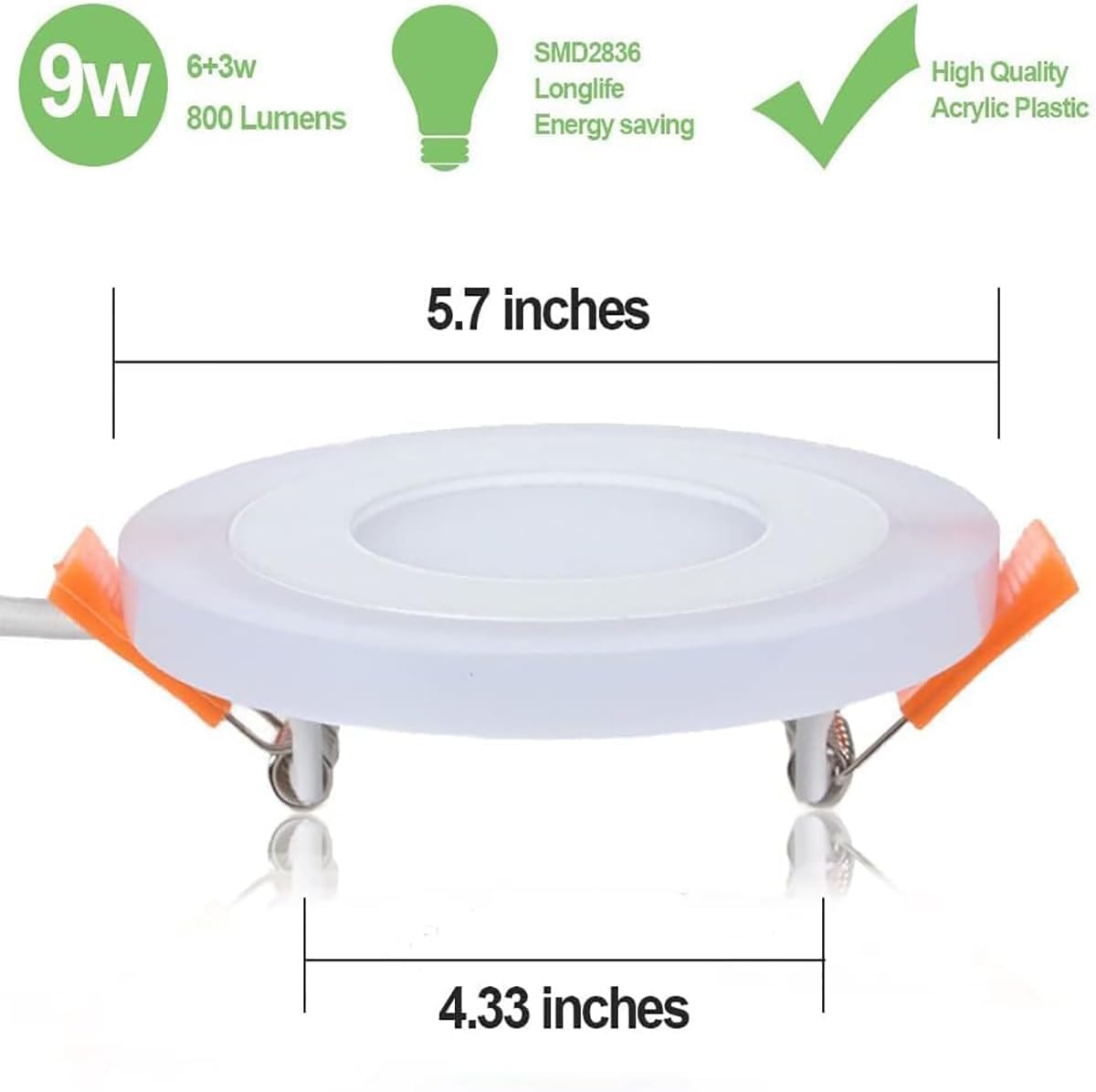 Pocketman Round Double Color LED Panel Recessed Ceiling Light,12+4w 1400 Lumens 7.48-inch Ceiling Downlight,Cold White+ Blue，LED Driver