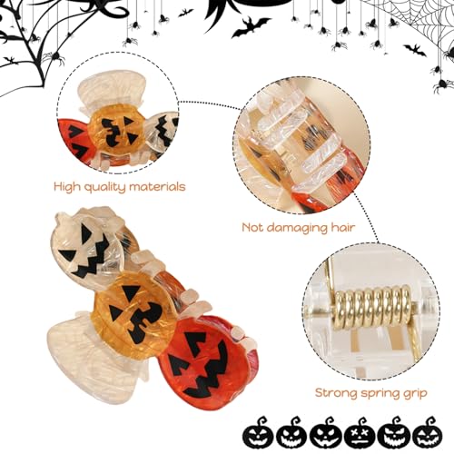 Pinza para cabello de calabaza Halloween naranja miniatura 3