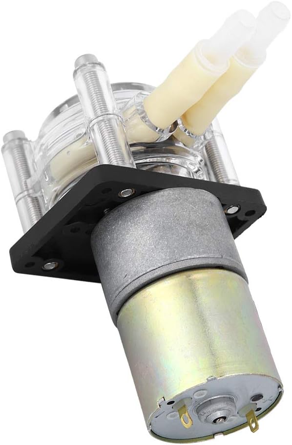 Lab Peristaltic Pump Aquarium Drip Metering Pump, DC Vacuum Pump Strong Suction Self Priming Peristaltic Pump, Stainless Steel Wheel Frame PC Transparent Heads DC Motor(24V)