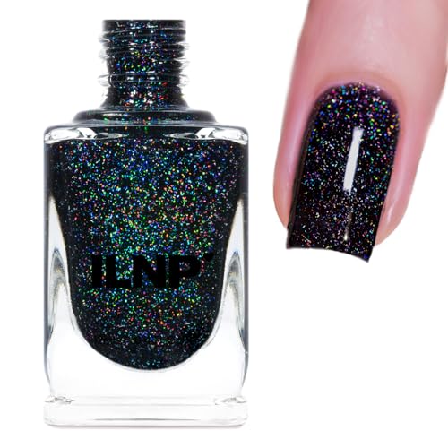 Image of ILNP Cityscape - TRUE Black Holographic Jelly Nail Polish, High Gloss and Sparkle, Long Lasting, Chip Resistant Manicure, Non-Toxic, Vegan, Cruelty Free, 12ml