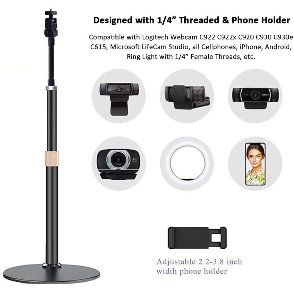 Support de téléphone pour webcam Logitech C922, C930e, C920S, C920 Type d'extension flexible en col de cygne