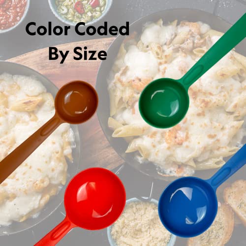 Image of Cook's Rite-Size 10 oz. Solid Round Circle Server Portion Utensil, Copolymer Plastic Heat Resistant Professional Cooking Tool, Red