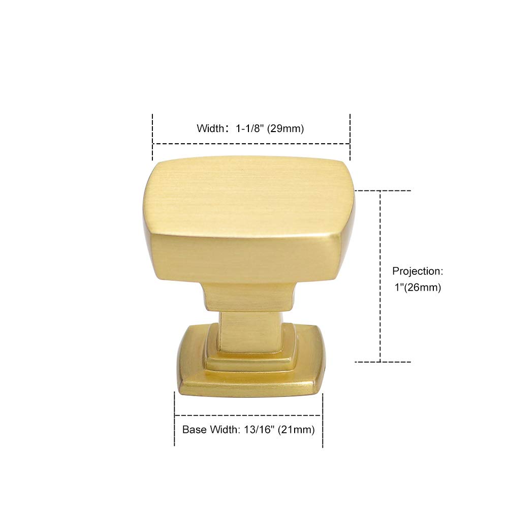 homdiy 25 Pack Brushed Brass Knobs Gold Drawer Knobs Solid