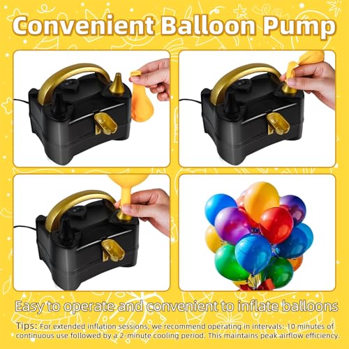 Image of Bezente Mustard Yellow Latex Party Balloons - 100 Pack 12 inch Round Helium Boho Netural Fall Balloons and Electric Balloon Pump
