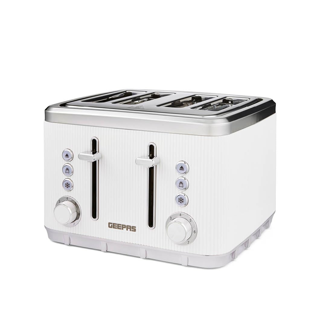 "Arcus" 4 Slice Toaster - 7 Browning Levels - White - Geepas
