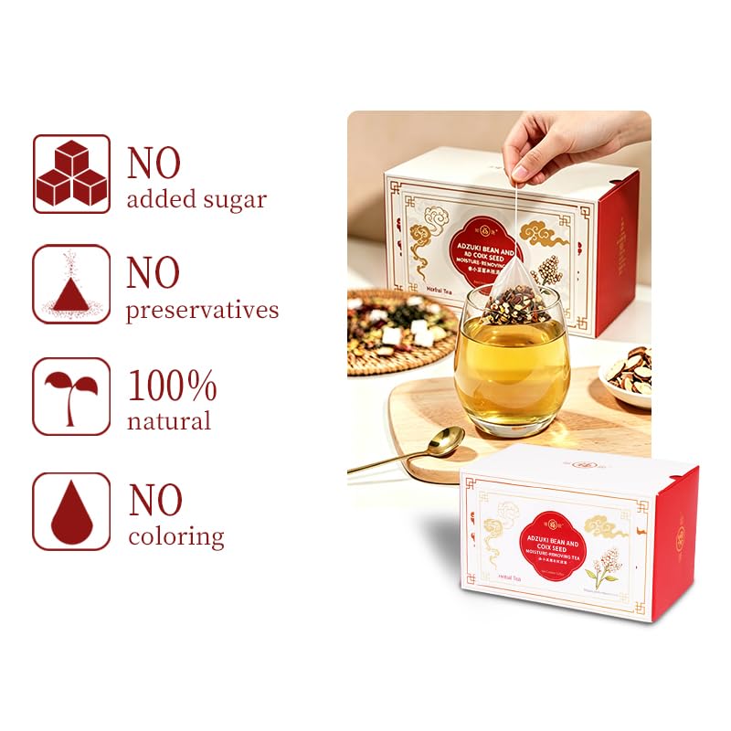 Red Bean Coix Seed Tea Orange Peel Tea China Job’s Tears Tea Bags Red Bean Coix Seed Poria Tea Bags Hot or Iced No Caffeine Plant-Based Botanical Beverage 红豆薏米茶 祛湿茶 - image 6