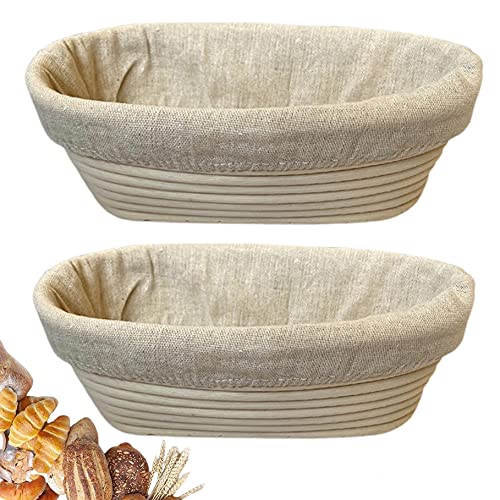 RoEsha 10 Inch Oval Bread Banneton Proofing Basket Set of 2, Sourdough Proofing Basket kit for Artisanal Baking – Bread Making Tools For Professional & Home Bakers (10 inch oval- 2 pack) by RoEsha - Used condition - US$24.69