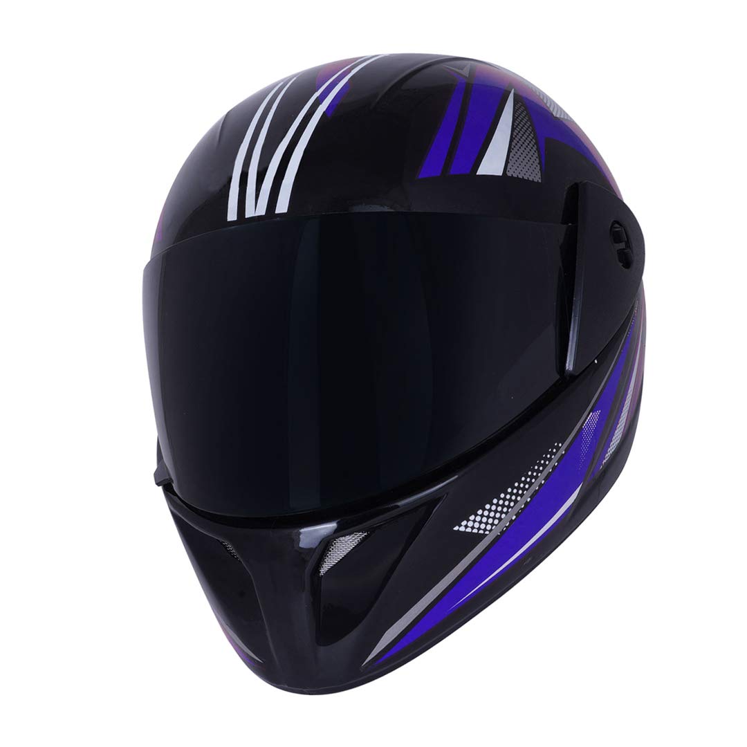 Western Era Pro Full Face Helmet | Graphics | ISI Certified | Impact Resistant ABS Shell | UV Protection Visor | Enhanced Comfortable Design (X-Large, Black Glossy - Blue)