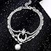 CrazyPiercing Anklet Bracelet, Star Moon Pearl Ankle Bracelet for Women, 3-Layer Chain Ankle Bracelets, Beach Anklet Bracelet, Adjustable Barefoot Sandals Beach Foot Gift for Women (Silver)