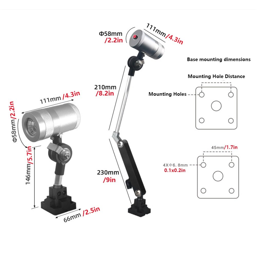 Luz De Trabajo LED Resistente Al Agua,Luz Portátil For Herramientas,120 Lúmenes/vatio,Luz De Trabajo Mecánica For Bancos De Trabajo,Tornos,Parrillas(7W/220V/Short Arm)