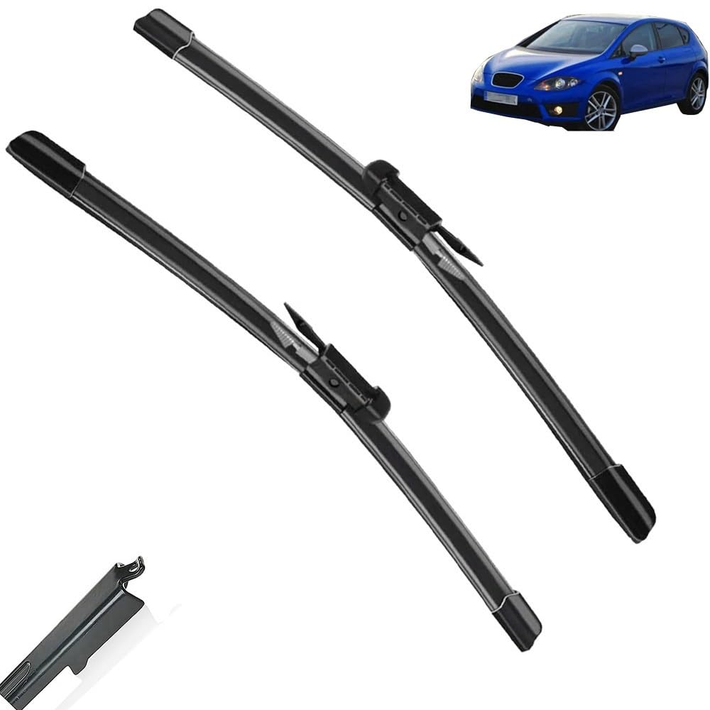 Tergicristallo per Auto, Spazzola tergicristallo per Seat Leon MK2 26"+26" R 2005-2012, Parabrezza Automatico, spazzole tergicristallo per finestrini, Braccio con Linguetta a Pressione,