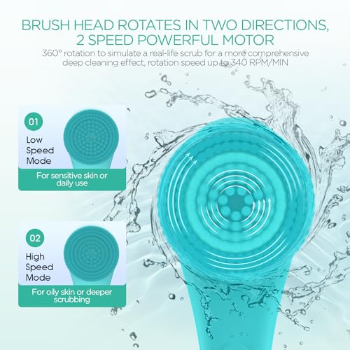 VOYOR Electric Body Scrubber, Two-Way Rotating Brush Head, 4 Accessories, IPX6 Waterproof, Rechargeable Cordless - Image 4