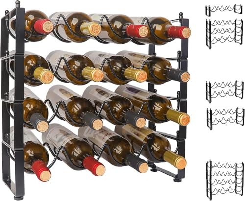 TONLEA 4 Tier Wine Bottle Holder, 16 Bottles Wine Storage, Wine Bottle Rack Stackable, Wine Storage...