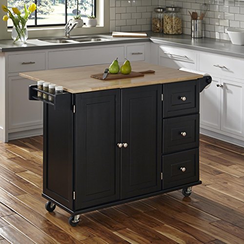 Homestyles Dolly Madison Kitchen Cart with Wood Top and Drop Leaf