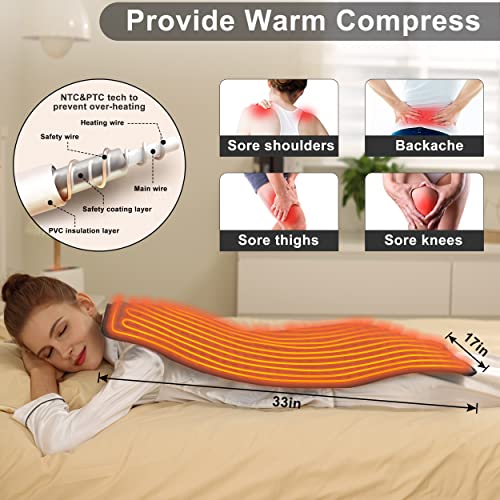 Image of Heating Pad Electric Heat Pad, Hot Heated Pad,Multiple Temp and Timer Settings,Suitable for Shoulders, Neck, arms, Abdomen, Back, Legs, etc. (Gray Green, 40 inchX20 inch)