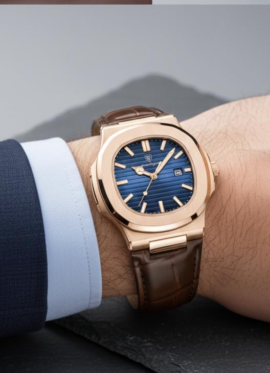 Image of Men's Analog Dial Watch with Date Feature | Formal & Casual Watch | 30 Meter Water Resistant | Strong Luminous Durable Silver Strap | Adjustable Butterfly Buckle | Quartz Movement Wristwatch