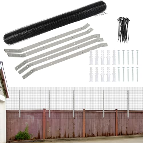 Clôture anti-chat, supports murales inoxydables pour enclos Catio, barrière anti-escalade, rouleau de clôture en maille de 10 m x 67 cm, clôture en maille...