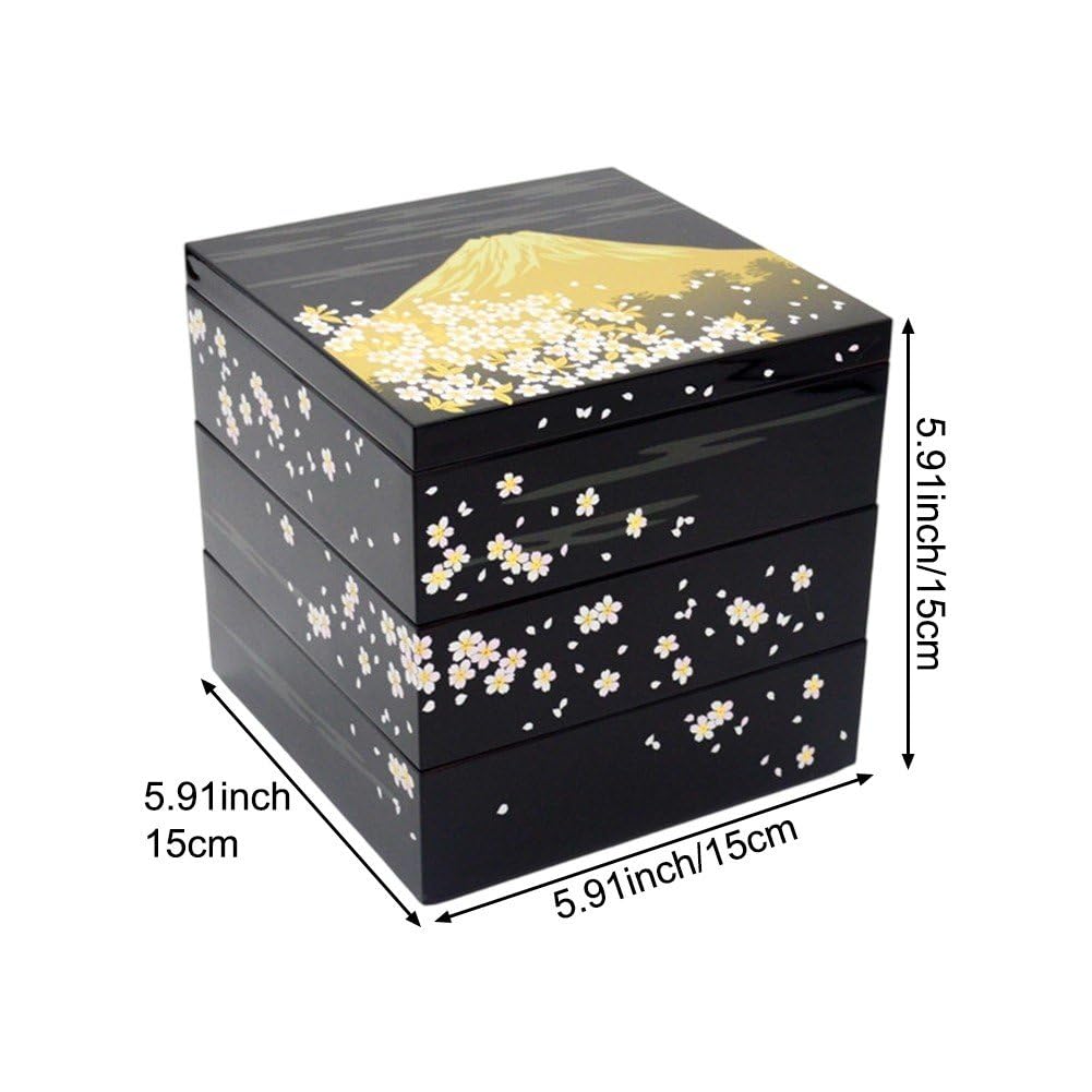 Boîte À Sushis Japonaise En Fleurs De Cerisier, Boîte À Lunch À 3 Couches En Feuille D'or, Boîtes À Sushis Bento, Boîte De Rangement Japonaise, Boîte De Service, Boîte À Collation En Cerisier Pour Les