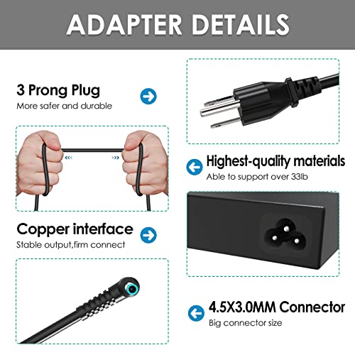 AC Charger for HP 120W Power Adapter Compatible with HP USB-C Dock G5 USB-C/A Universal Dock G2 5TW13AA Envy 15 17 Series Omen 15-5000 5100 5200 710415-001 L41856-001 120W AC Adapter