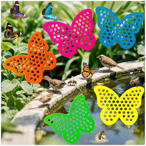 Floating Bee Island Watering Station - 5 Pack, Bee-Friendly EVA Foam, No Sinking, ​Drowning-Proof, Fade-Proof, Pre-drilled, Birdbath, Pools & Garden Hydration Solution for Pollinators (6.3 Inch)