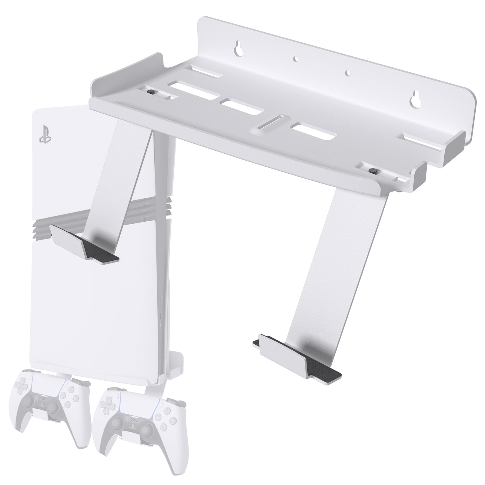sciuU Supporto da Parete per PS5 Pro / PS5 Slim Console & Controller - Staffa da Muro in Acciaio da 2mm compatibile con PlayStation 5 Pro/Slim Disco/Digitale Edizione + 2 Porta Controller PS5 /Edge
