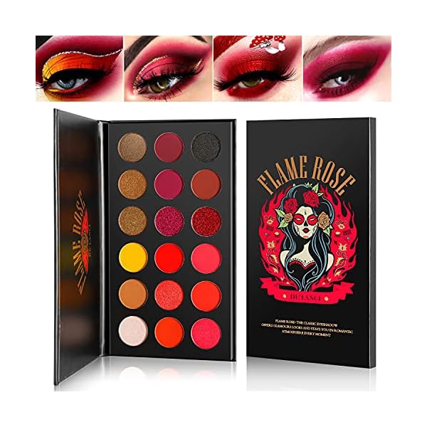 Red-Eyeshadow-Palette-Highly-Pigmented-AFFLANO-Long-Lasting-True-Red-Eye-Shadow-Halloween-Makeup-Pallet-18-ColorWaterproof-Matte-Shimmer-Brown-Black-Yellow-Sunset-Warm-Fall-Eye-Shades-Cruelty-Free Afflano Red Eyeshadow Palette Highly Pigmented, Long Lasting True Red Eye Shadow Christmas Clown SFX Halloween Makeup Pallet, Brown Black Yellow Sunset Warm Fall Eye Shades, Cruelty Free