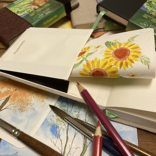 Image of tumuarta Watercolor Paper Mix Media Pad,140 LB, 300 GSM, 8.25x5.5 | Cotton Paper, Cold Press, 24 Sheets, 48 Pages, Watercolor Jounal Sketchbooks For Use As Travel Notebook and Mixed Media Pad