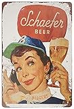 AAROENLYS Retro Tin Sign Schaefer Beer and Brooklyn Dodgers Metal Sign Wall Art Plaque Poster for Home Bar Pub 8 X12IN