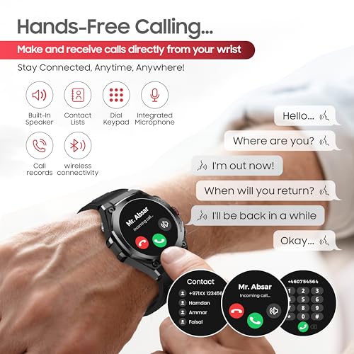 Image of Swiss Military DOM6 Smartwatch 1.43 inch AMOLED, Bluetooth Calling, Multi Language, Health & Sports Tracking, Wireless Charging, 7 Days Battery, IP67, iOS /Android Compatible, Black Frame with Black Strap
