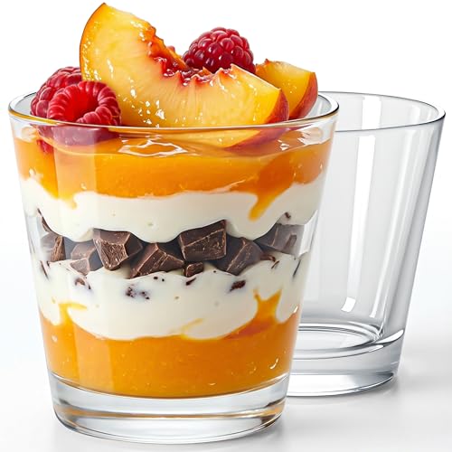 KONZEPT Dessertgläser 12er Set aus Glas 200 ml – Kleine Gläser Für Dessert mit Dickem Boden, Trapezförmiges Design, ideal für Tiramisu, Cheesecake & Panna Cotta, Spülmaschinenfest