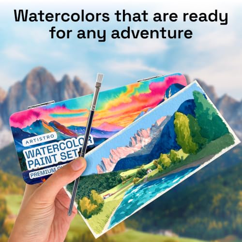 Image of ARTISTRO 50 Watercolor Paint Set with Palette & Brushes for Adults & Kids