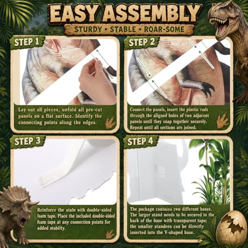 Image of 5 Pcs Dinosaur Party Decorations Set, Jungle Trees T-rex Dino Cardboard Cutouts with Sturdy Bases for Jungle Safari Baby Shower Party Jungle-Dinosaur Birthday Photo Backdrop