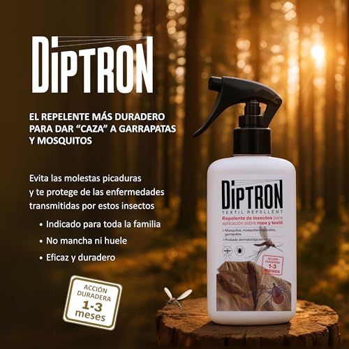 Miniatura 3 de Diptron Textil Repellent - Repelente De Garrapatas Y Mosquitos Para La Ropa Efecto Duradero 1-3 Meses Incluso Tras Lavados Eficaz Contra Mosquitos Tropicales Pulverizar Sobre Prendas - 100ml